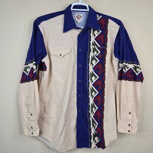 Vintage Old El Paso Shirt Mens Large Pearl Snap Aztec Tribal Western Classic Fit